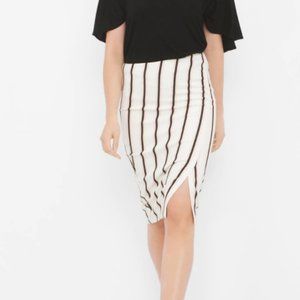 Assymetric Striped Pencil Skirt